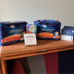 Period menstrual lot pads, NIB luuma disc, disposable discs, tampons